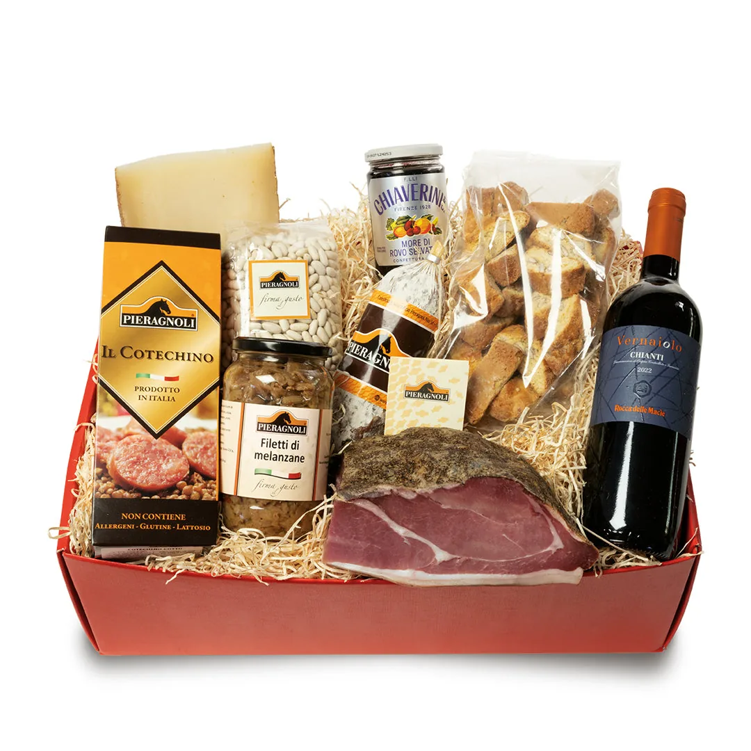 Confezione regalo con cotechino, fagioli cannellini e Chianti DOCG